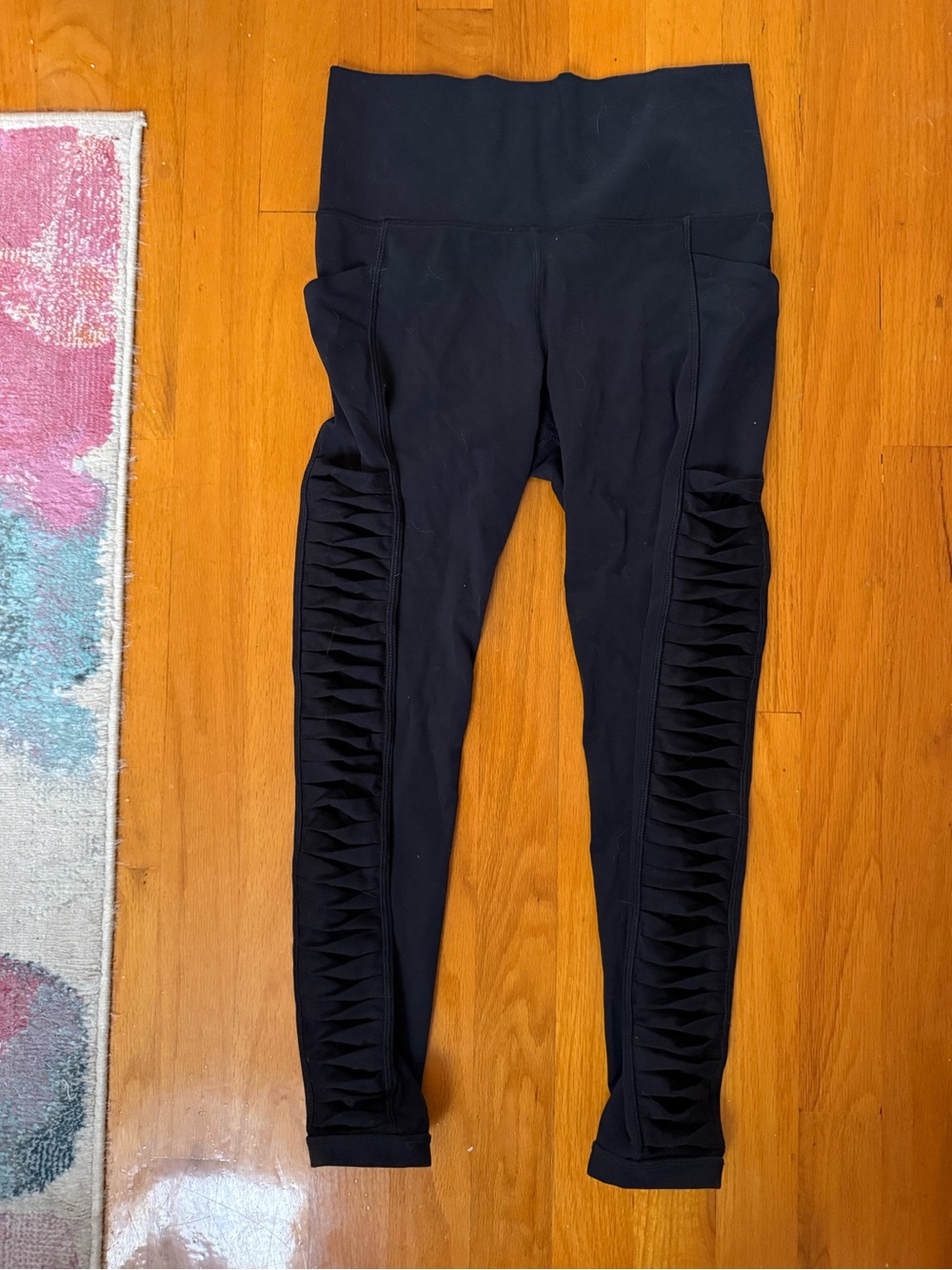Athleta Black Leggings with Side Ladder Detail